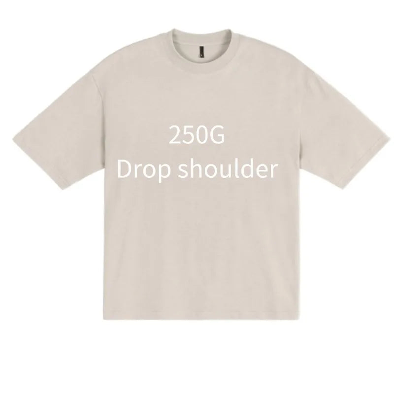 Custom Logo Heavyweight Oversized Cotton T-Shirt (250 GSM, Drop Shoulder)