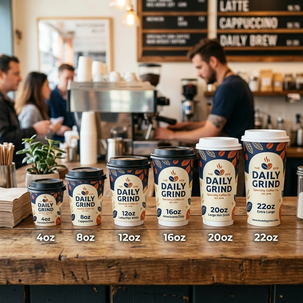 Custom Disposable Coffee Paper Cups 4oz–22oz | MOQ 1,000