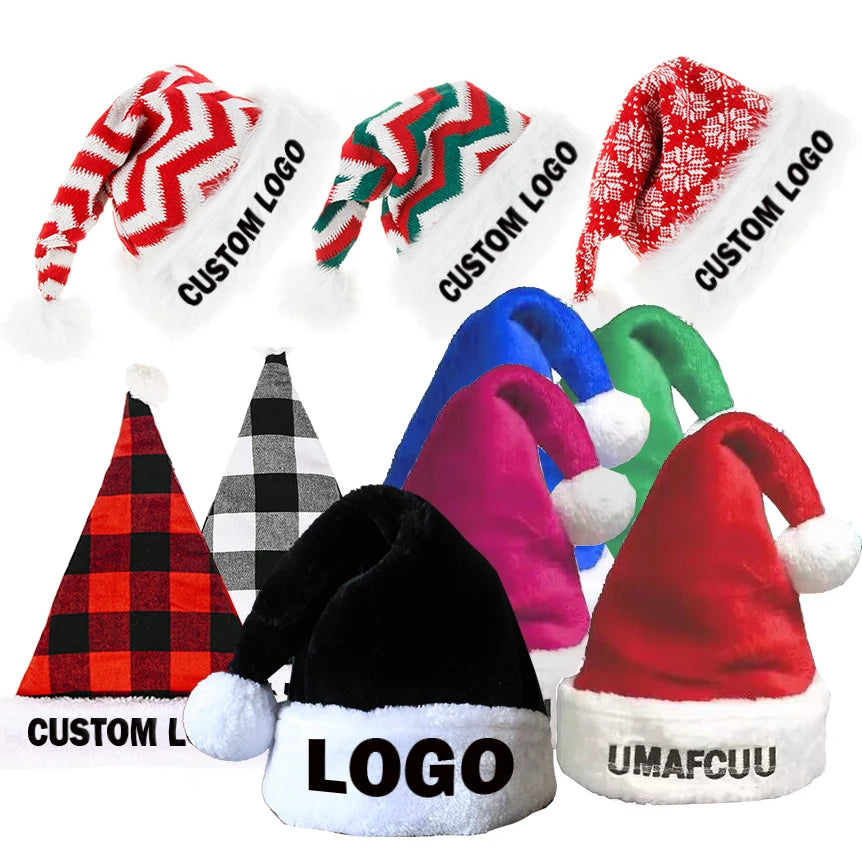 Custom Santa Hats 50 pcs | Embroidered Logo