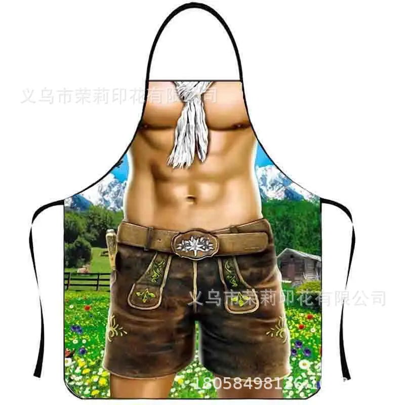 Waterproof Polyester Apron | 3D Printed Cartoon Barbecue Apron