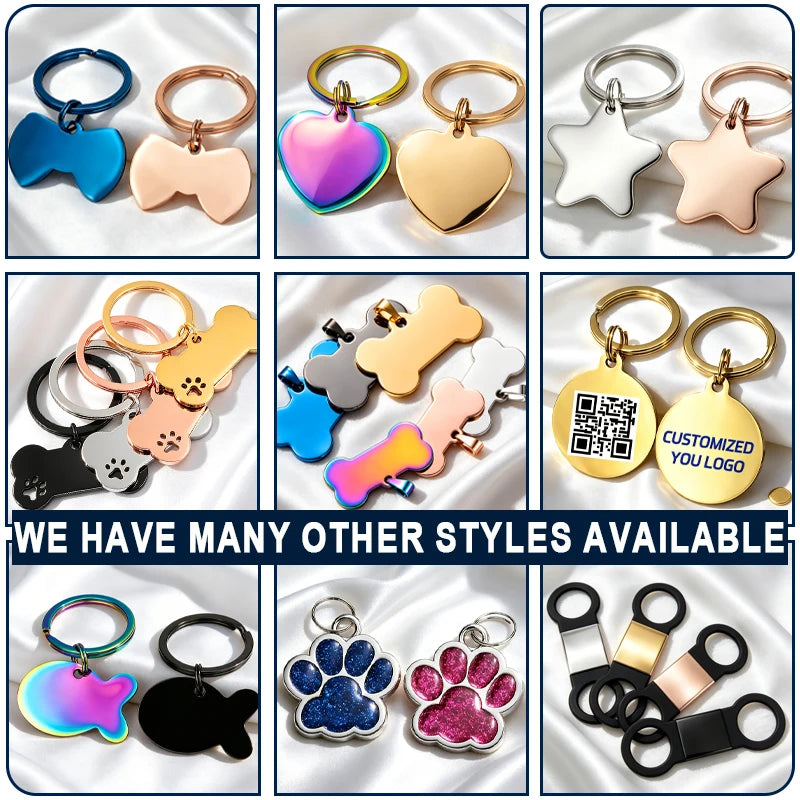 Custom Cat Face Stainless Steel ID Tag | Personalized Engraved Pet Name Tag