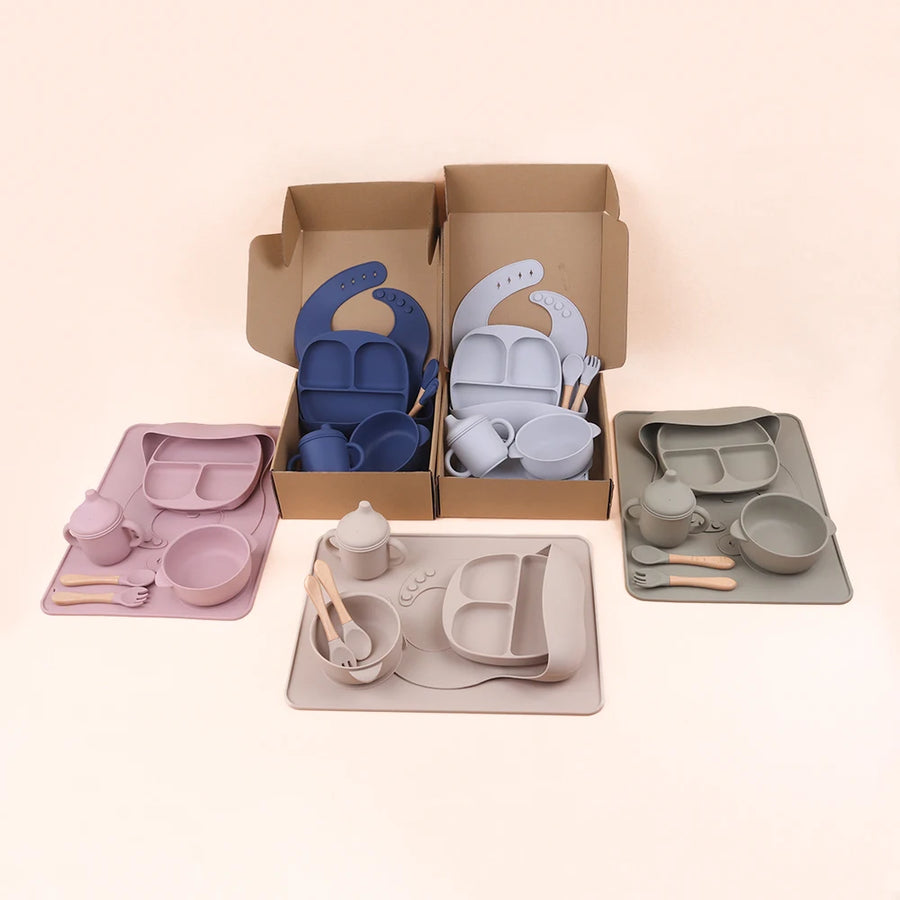Custom Food Grade Silicone Baby Feeding Set | 100 Set MOQ | LFGB Certified