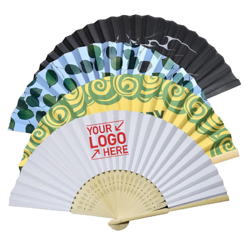 Wholesale Custom Bamboo Fabric Folding Hand Fan for Favors