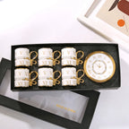 Gold Rimmed Arabic Coffee Cup Set 6pcs | 200 Logo MOQ | EU Certified