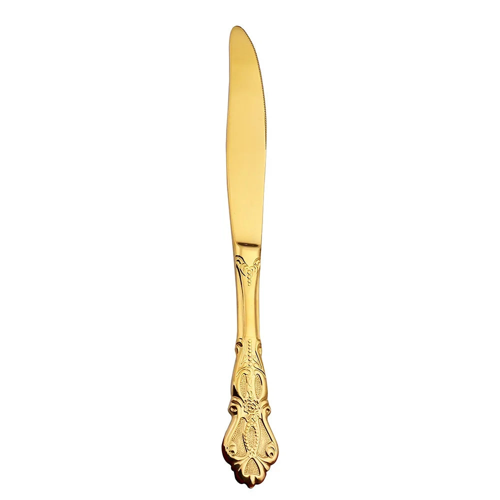 Baroque Gold Flatware Set 18/0 Stainless Steel for Weddings