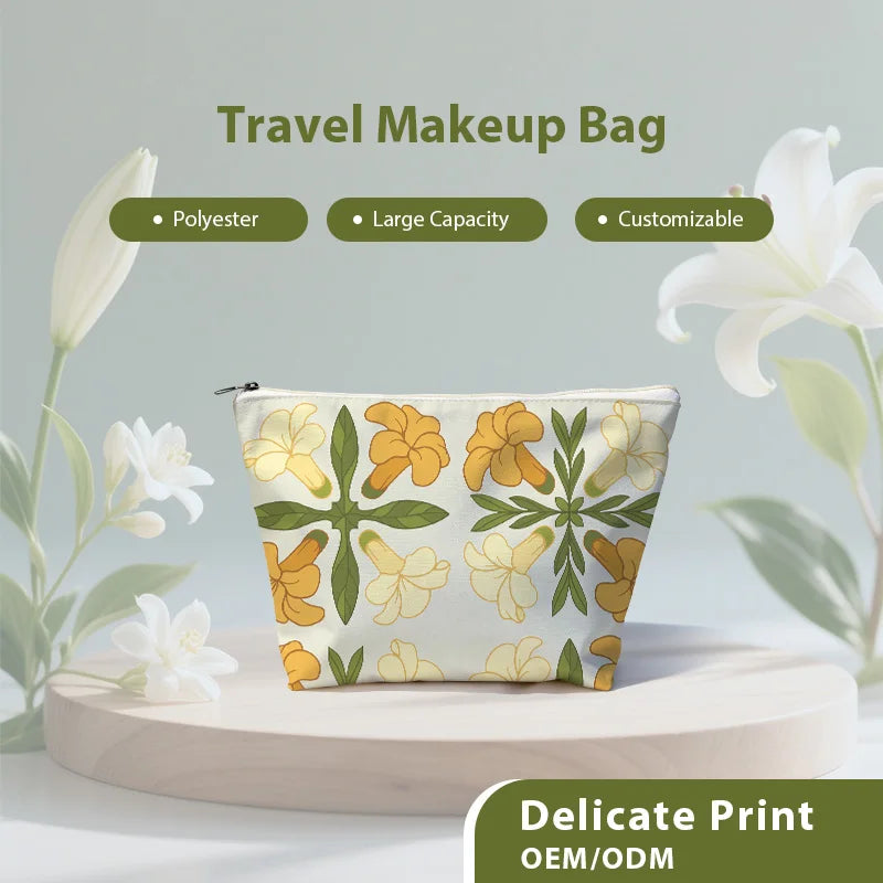 Custom Polyester Cosmetic Bags: 15-Day Lead, XS-XXXL Sizes | Waterproof Zipper Pouches with Logo