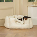 Custom Boucle Pet Bed with Logo | Round Bolster MOQ 500