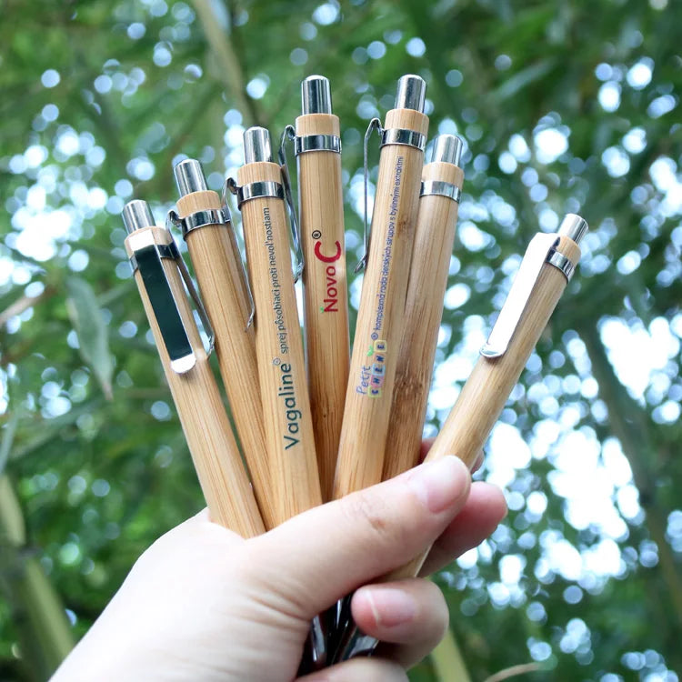Custom Bamboo Pens with Laser Engraved Logo | Eco-Friendly, 100 MOQ, 1.0mm