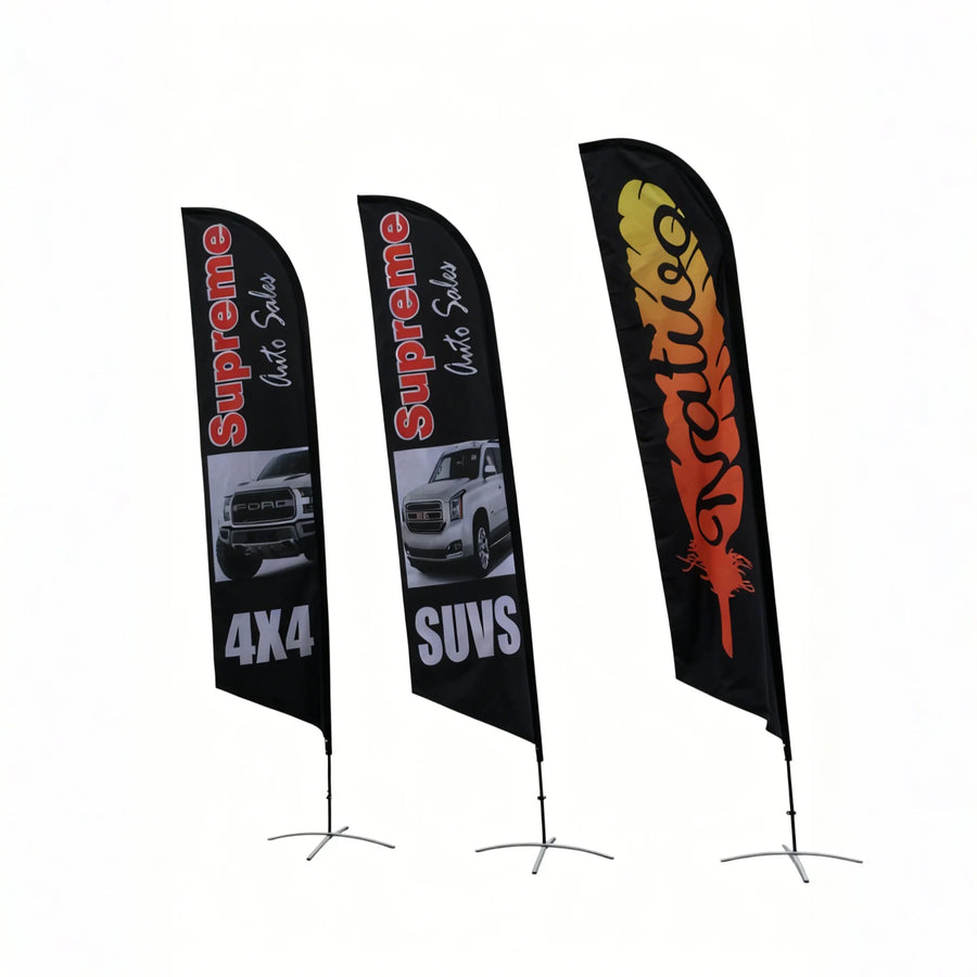 Custom Feather Flags with Logo | 50-Piece MOQ for Promotional Events & Trade Shows