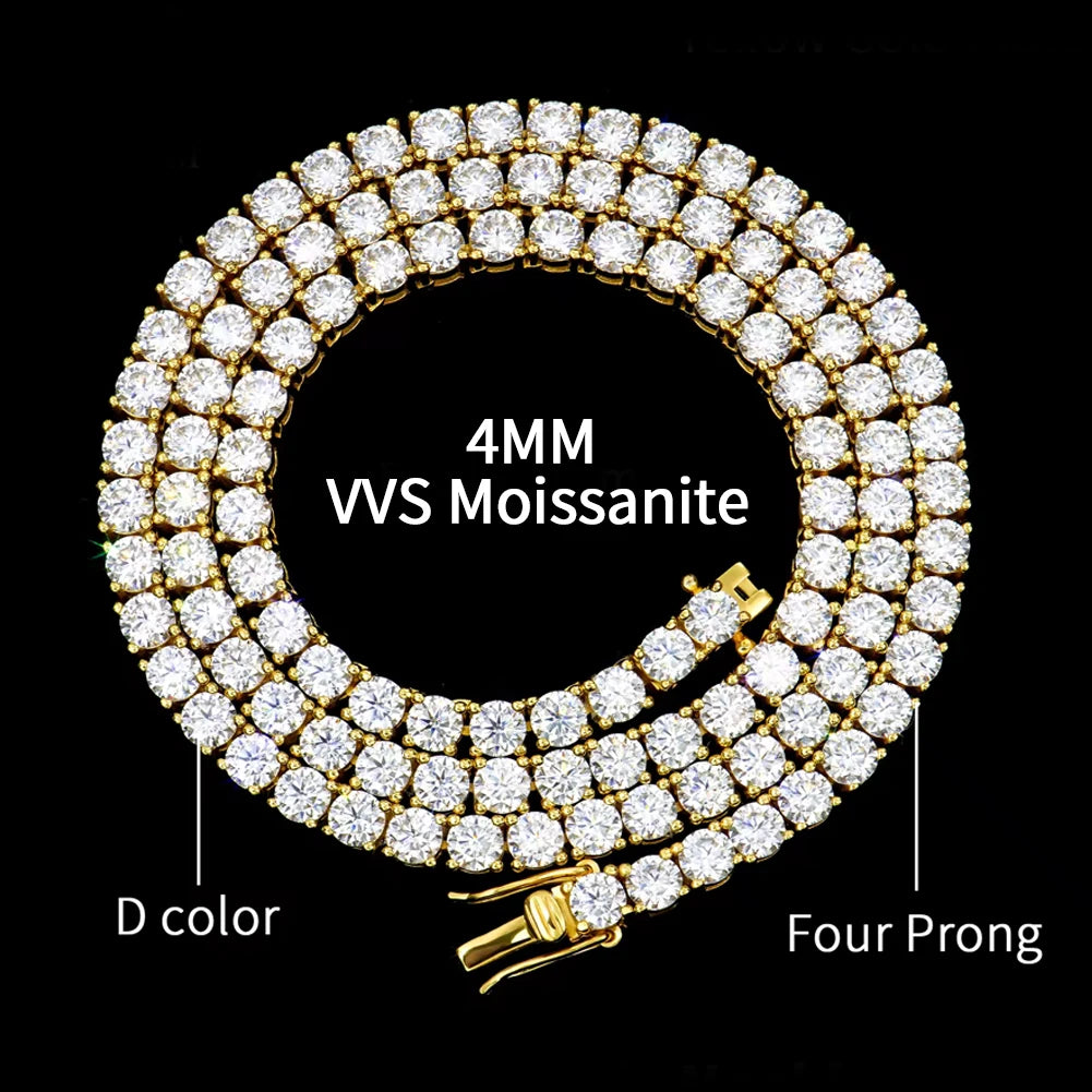 Moissanite Tennis Chain 925 Silver | Custom Logo, MOQ 1