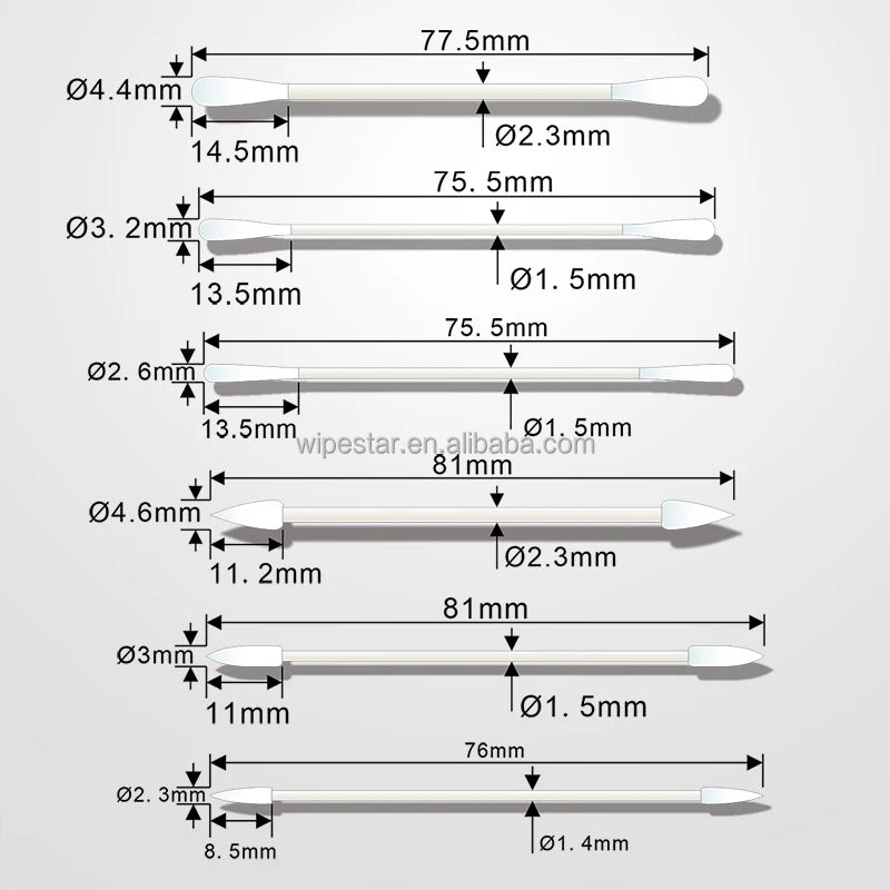 Industrial Cleaning Cotton Swabs | Fiber Optic & Precision | Paper/Wood Shaft | Low MOQ | WIPESTAR