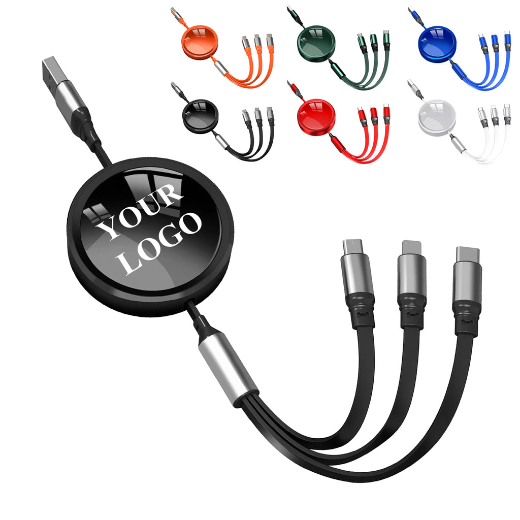 Custom Multi-Connector Charging Cable with Printed Logo Disc