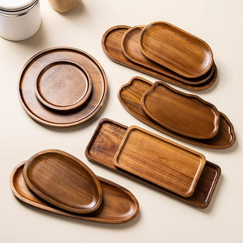 Acacia Wood Serving Tray Oval Japandi Style | Custom Engraving