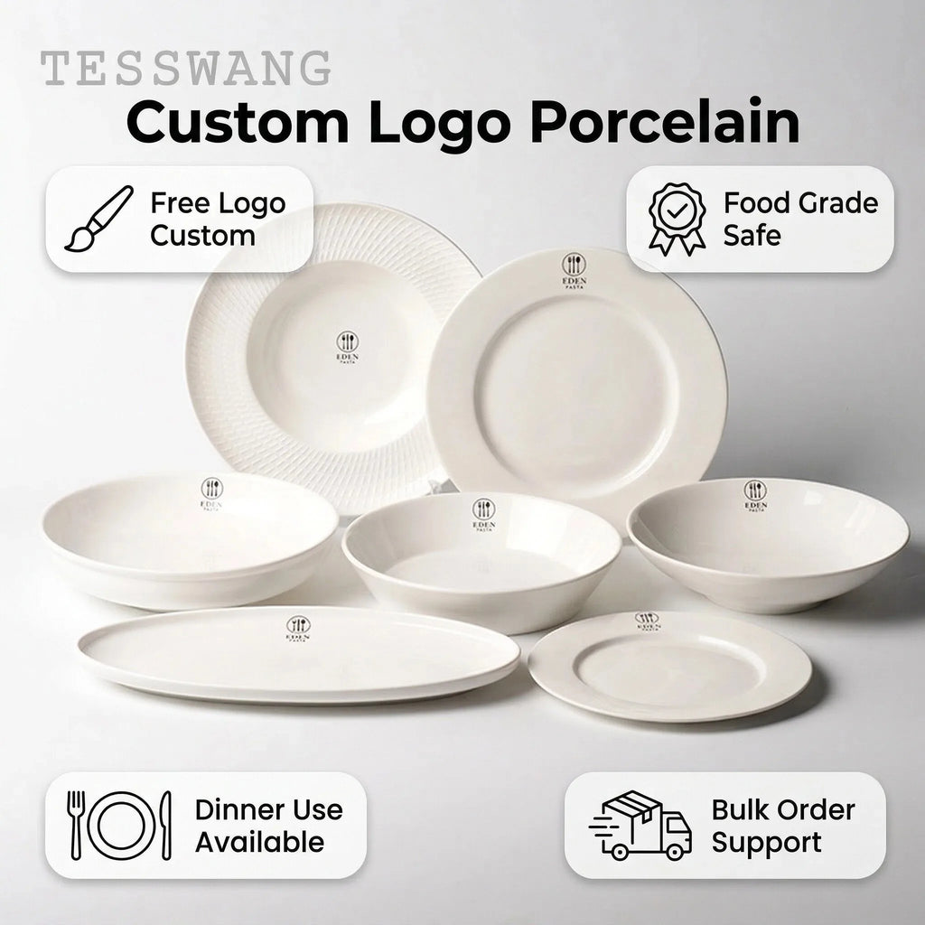 Custom Logo Porcelain Tableware Plates | Hotel Restaurant Wholesale
