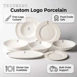 Custom Logo Porcelain Tableware Plates | Hotel Restaurant Wholesale