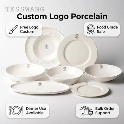 Custom Logo Porcelain Tableware Plates | Hotel Restaurant Wholesale