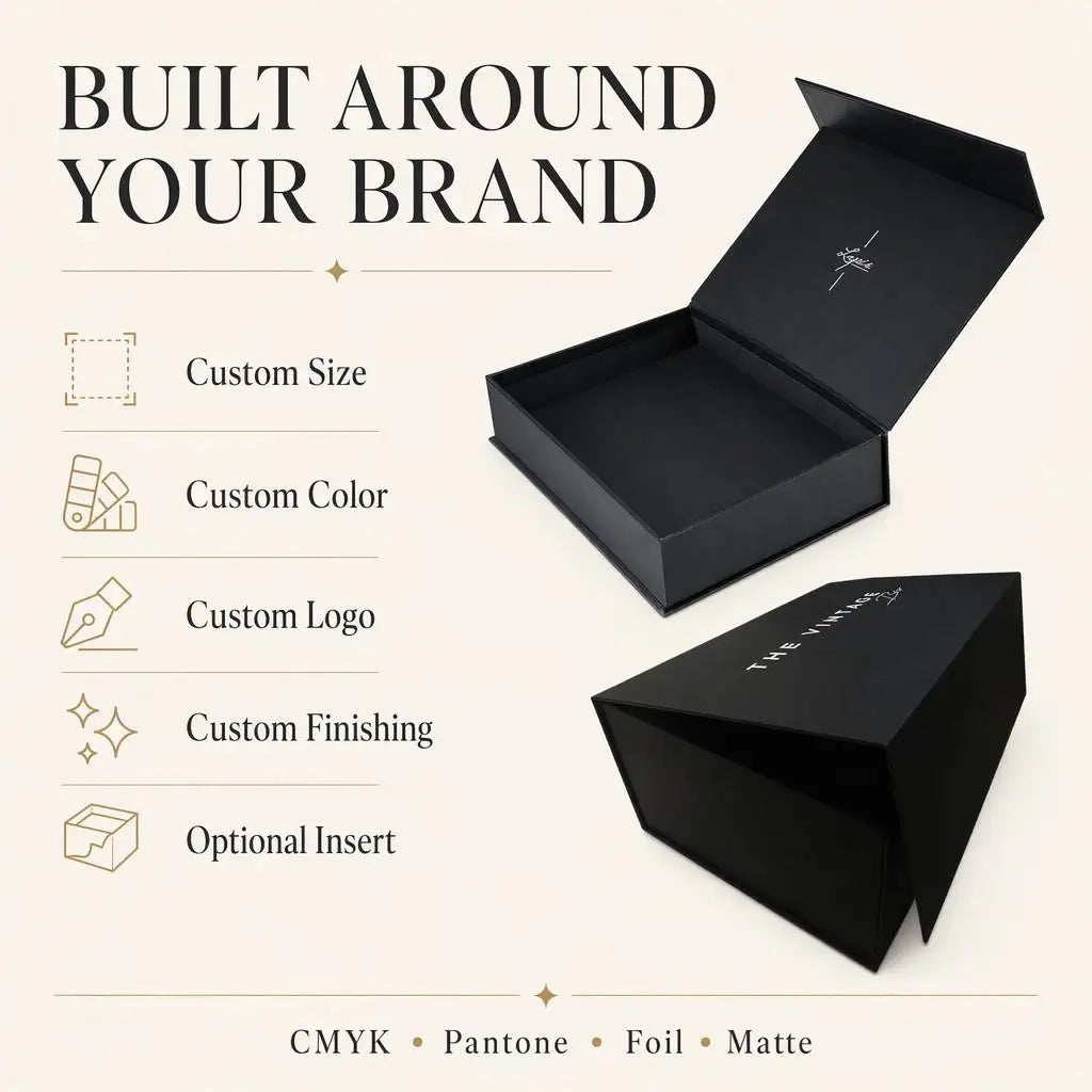 Custom Black Paper Boxes with Logo | UV Print MOQ 500