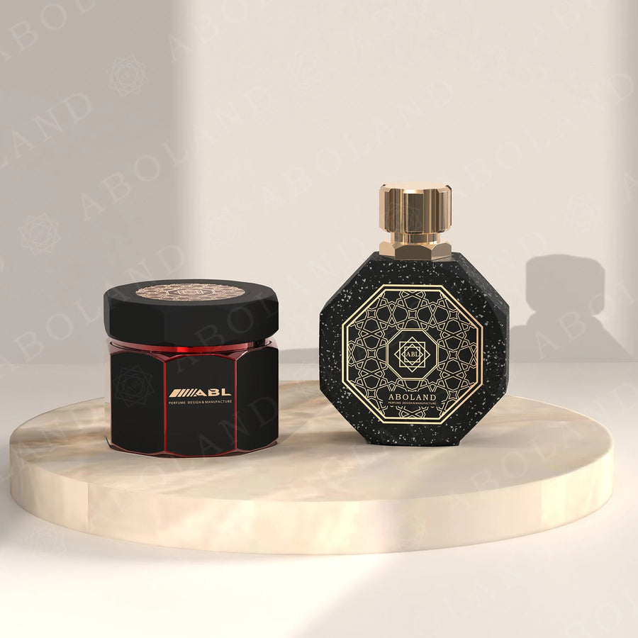 Empty Luxury Perfume Bottle and Bakhoor Jar Set | Custom Box