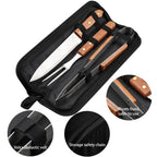 4 Pieces OEM Engraved Soild Wooden Handle Barbeque Grill Tool Barbecue Accessories Set BBQ Accessories With Portable Bag
