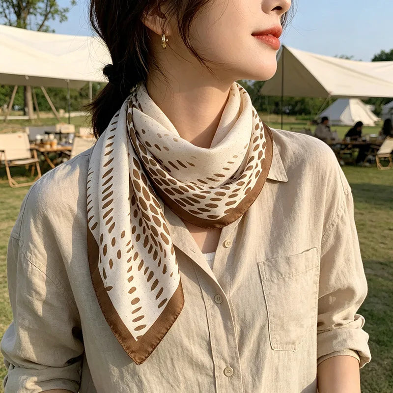 Square Silk Scarf | Digital Print | Custom Logo | 100 MOQ | Women's Fashion