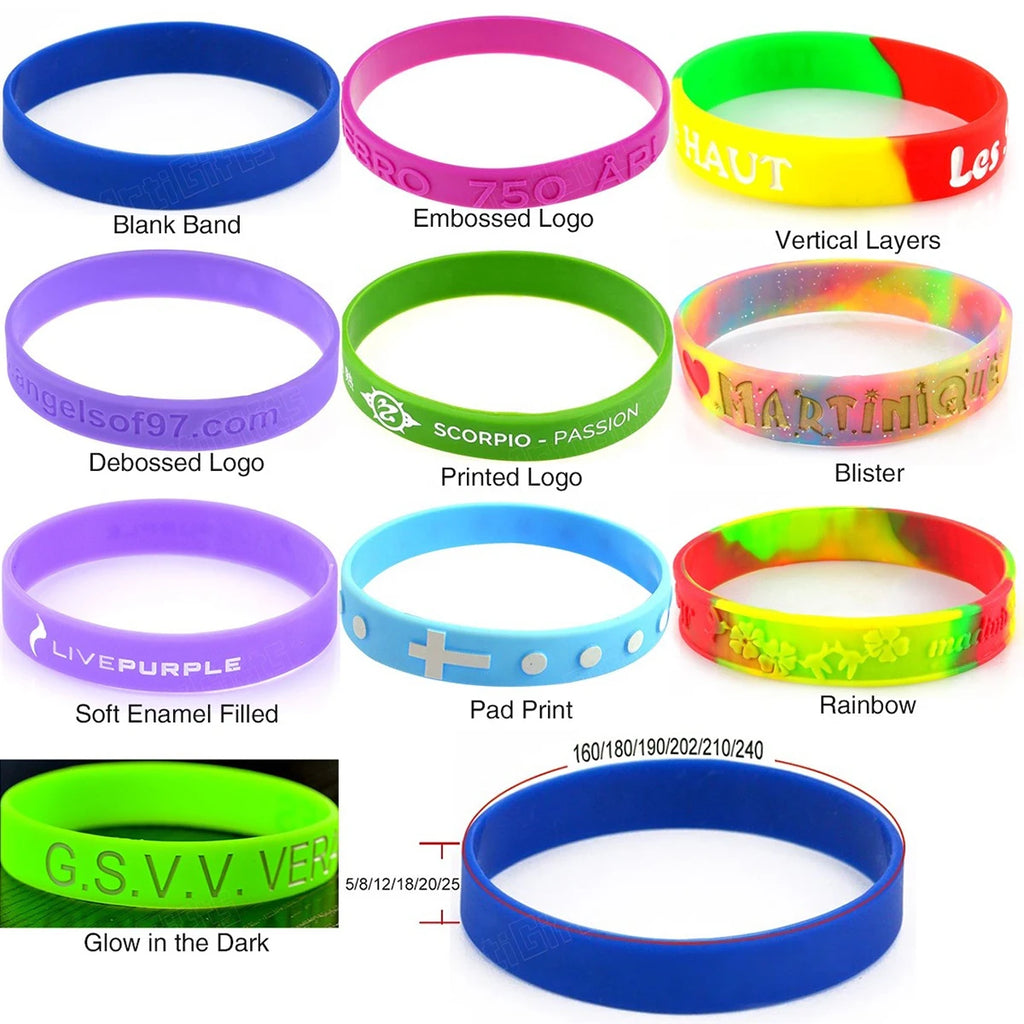 Custom Silicone Wristbands with Logo | 100 MOQ Promotional