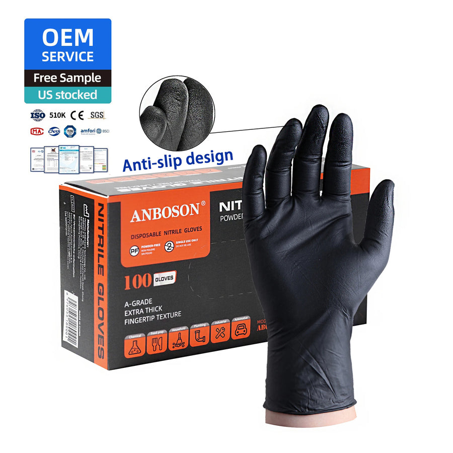 Custom Nitrile Disposable Gloves 10,000pcs MOQ | 510K FDA, CE, Powder-Free, 3-6mil for Medical Food