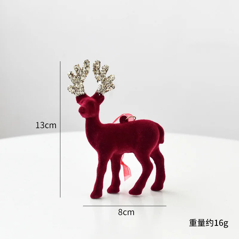 Flocked Reindeer Ornaments with Glitter Antlers Wholesale | MOQ 5