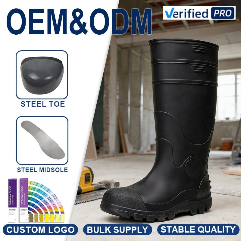 Custom PVC Steel Toe Safety Boots | 1 MOQ | Waterproof