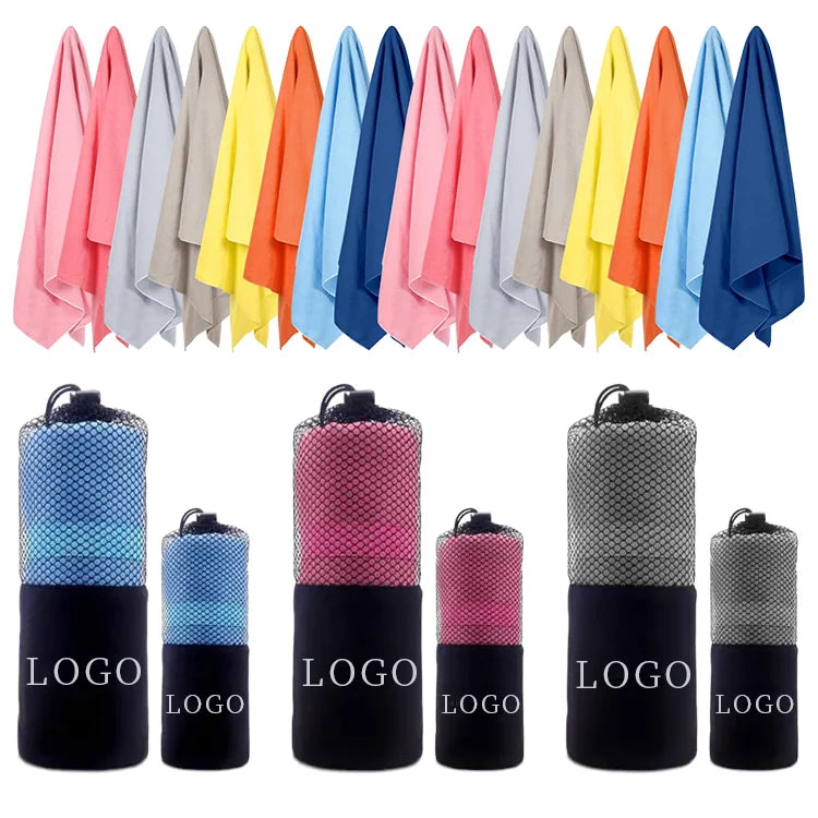 Custom 85/15 Microfiber Towel 50pcs MOQ | Quick-Dry CMYK/Silk Print for Beach Fitness Camping
