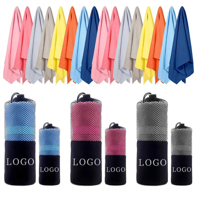 Custom 85/15 Microfiber Towel 50pcs MOQ | Quick-Dry CMYK/Silk Print for Beach Fitness Camping