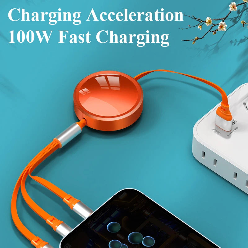 Custom Multi-Connector Charging Cable with Printed Logo Disc