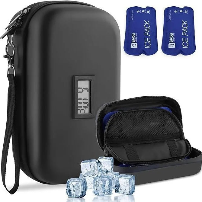 Insulin Storage Bag 1.6L | Thermometer Display | Leather Medicine Cooler