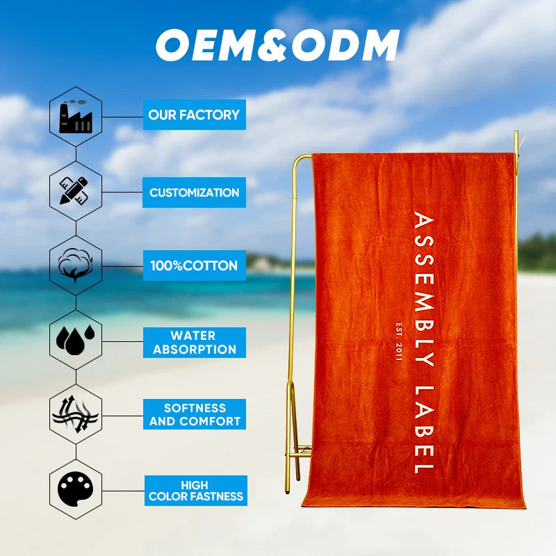 Custom Cotton Beach Towel for Resorts, Summer Events & Branded Gift Programs