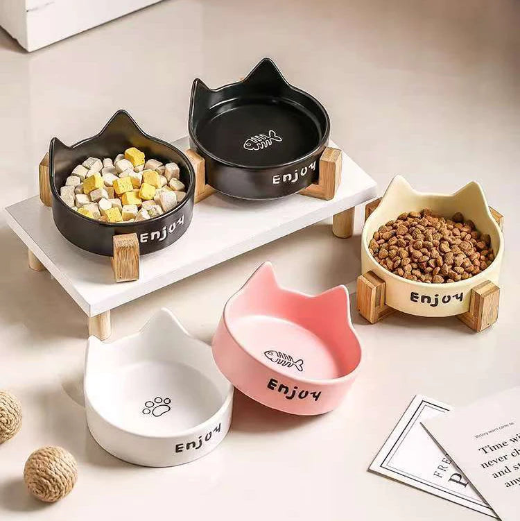 Custom Ceramic Cat Bowls with Cat Ear Design | MOQ 32 Pieces