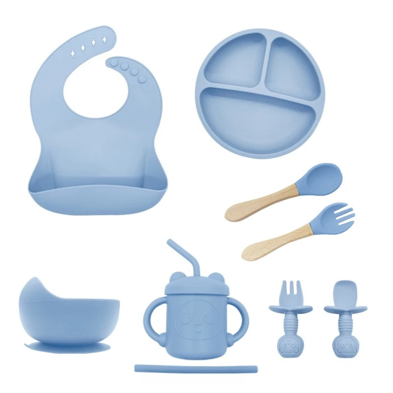 Custom Silicone Toddler Feeding Set 6pcs | BPA-Free, Food-Grade, Logo Print/Laser, Free Sample