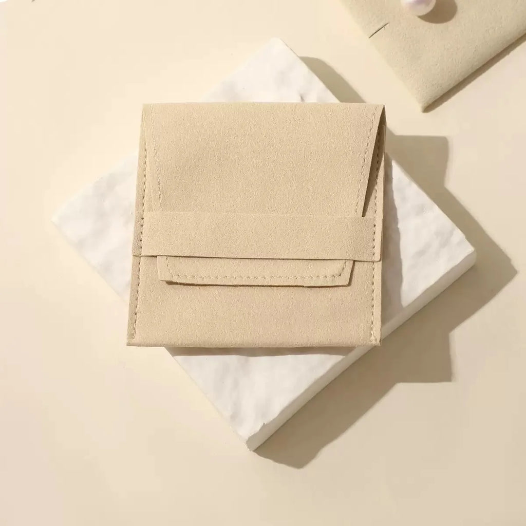 Custom Microfiber Suede Jewelry Pouch Wholesale | 50 MOQ Button Closure