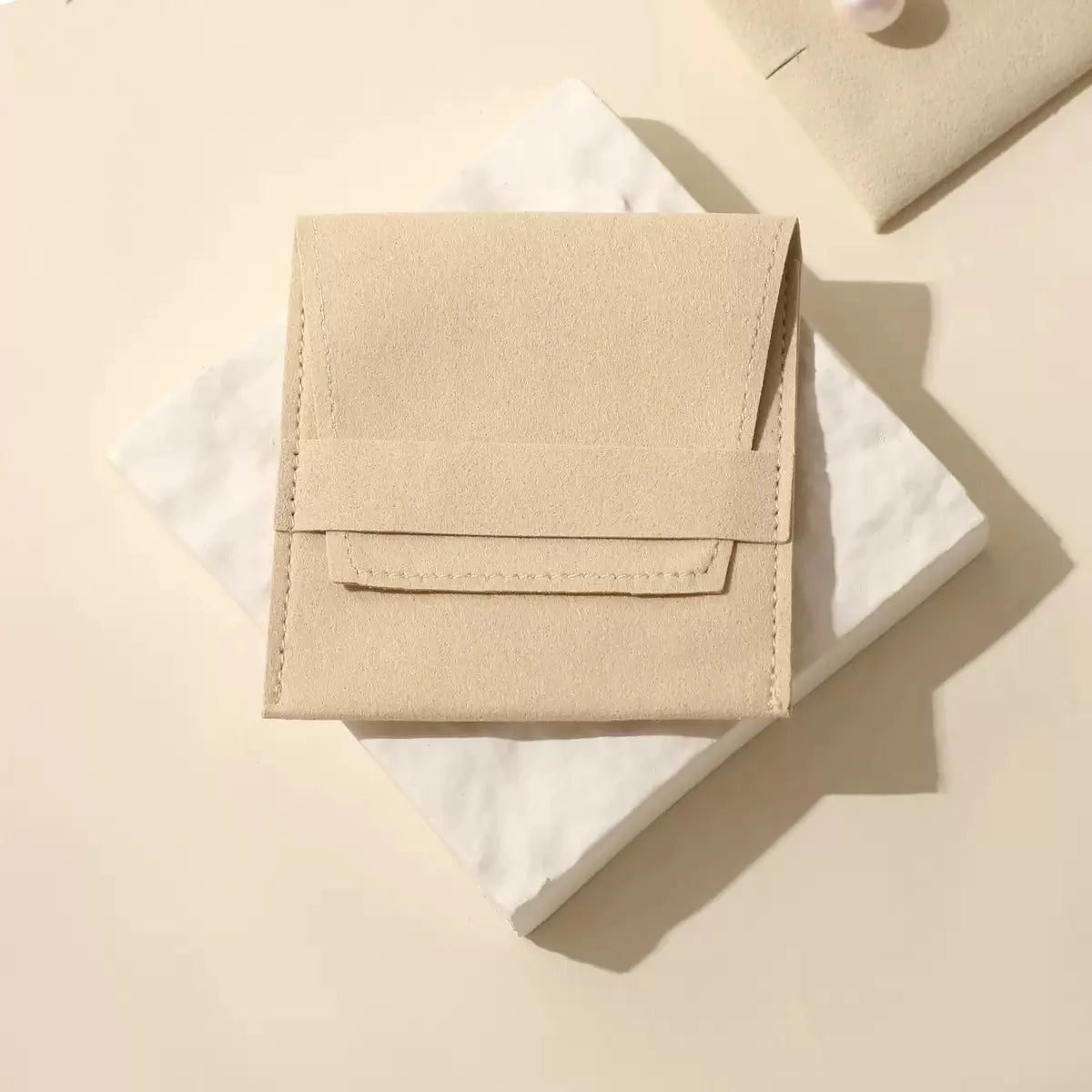 Custom Microfiber Suede Jewelry Pouch Wholesale | 50 MOQ Button Closure