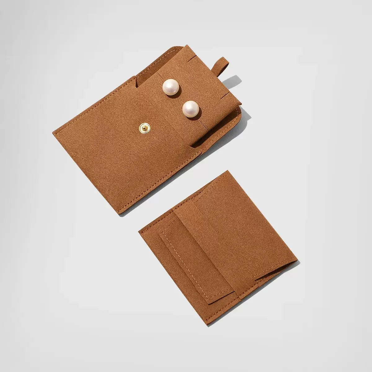 Custom Microfiber Suede Jewelry Pouch Wholesale | 50 MOQ Button Closure