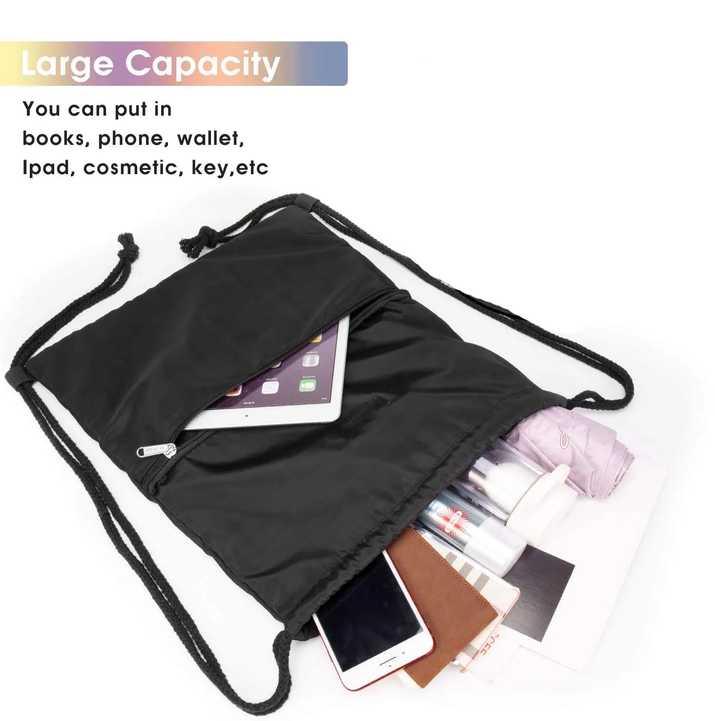 Custom 210d Polyester Waterproof Drawstring Bag | Bulk Logo Print & Team Sports Use