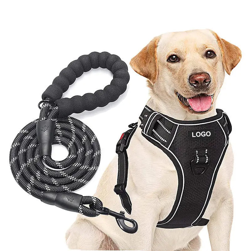 Custom Logo Dog Harness Set Wholesale | Reflective Adjustable No-Pull with BSCI