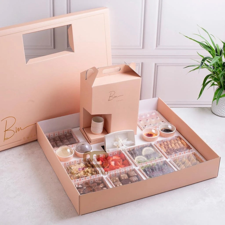 Premium Arabic Dessert Box with Coffee Tower | Custom MOQ 5,000