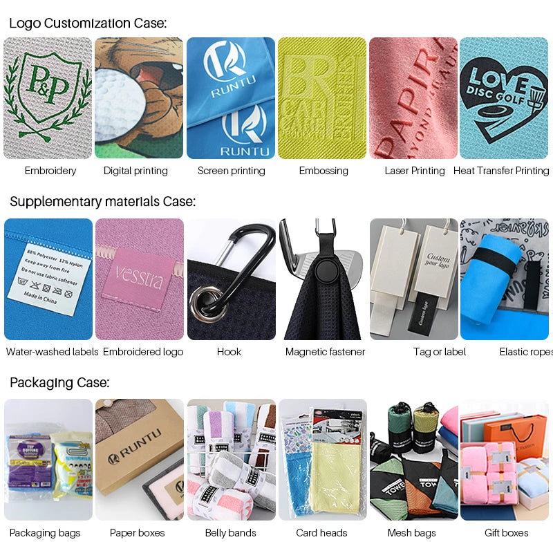 Custom Microfiber Golf Towels | 50-Piece MOQ & 10-Day Lead Time | Waffle Pattern & Carabiner Clip