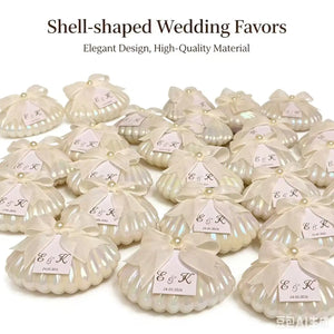 Seashell Favor Boxes | Iridescent Wedding Favors | Personalized