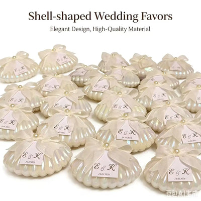 Seashell Favor Boxes | Iridescent Wedding Favors | Personalized