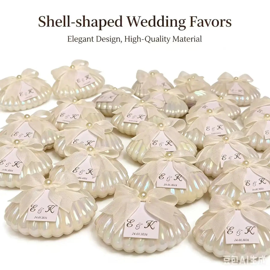 Seashell Favor Boxes | Iridescent Wedding Favors | Personalized