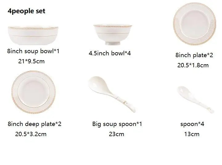 24pcs Embossed Gold Porcelain Tableware Set | Luxury Bone China