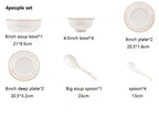 24pcs Embossed Gold Porcelain Tableware Set | Luxury Bone China