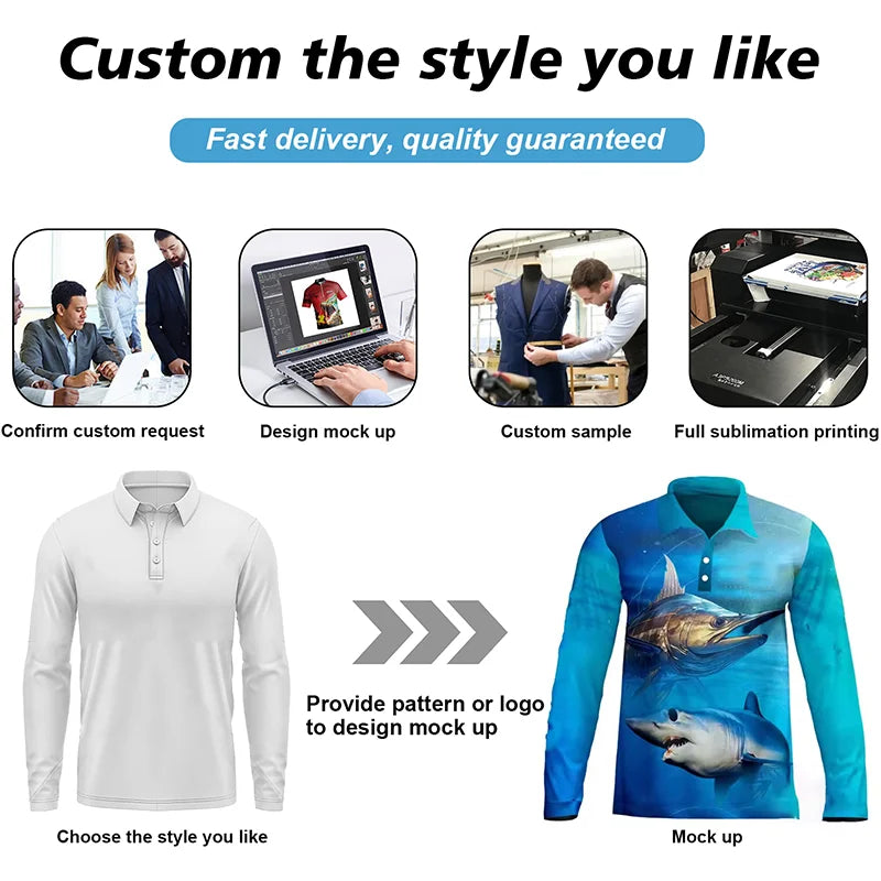 Custom Wholesale Men's Long Sleeve Performance Hoodie Anti-UV Fishing Wear with Mask UPF 50 Sun protection Clothes Fishing Shirt