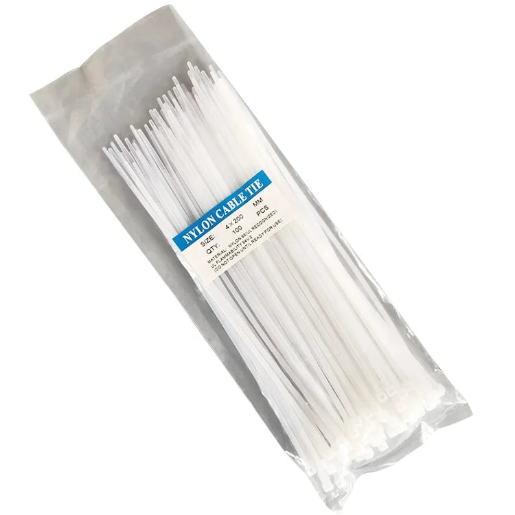 8 Inch Self-Locking Nylon Cable Tie 200mm x 2.7mm | CE/RoHS, UL94V-2, 8kg Tensile Strength