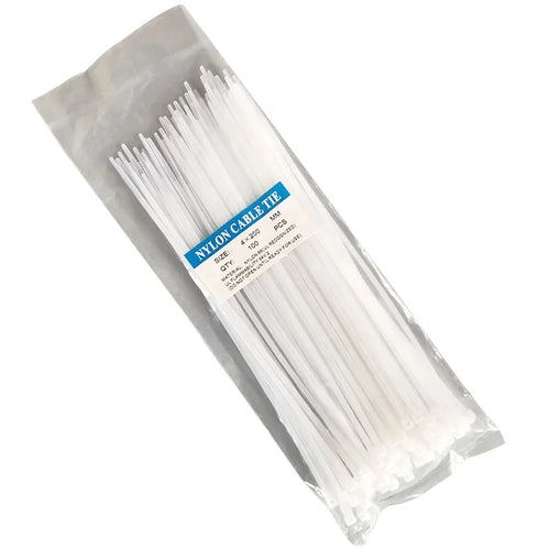 8 Inch Self-Locking Nylon Cable Tie 200mm x 2.7mm | CE/RoHS, UL94V-2, 8kg Tensile Strength